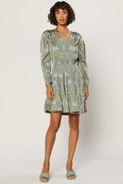 Current Air Mini Dresses-Tile Print Mini Dress GREENMULTI