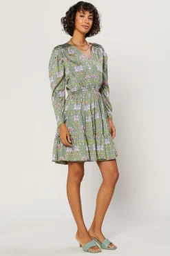Current Air Mini Dresses-Tile Print Mini Dress GREENMULTI