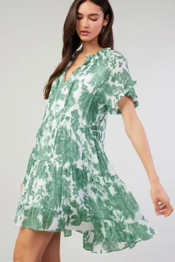 Current Air Midi Dresses | Mini Dresses-Tulip Jacquard Mini Dress GREENFLORAL