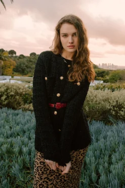 Current Air Coats & Jackets-Tweed Jacket BLACK