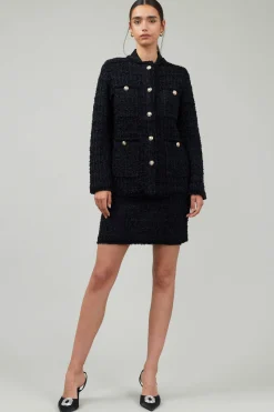 Current Air Coats & Jackets-Tweed Jacket BLACK