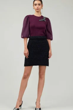 Current Air Skirts-Tweed Mini Skirt BLACK