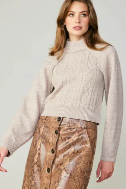 Current Air Sweaters-Two Piece Cable Knit Sweater OATMILK
