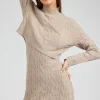 Current Air Knitwear | Midi Dresses-Two-piece Cable Knit Dress OATMEAL