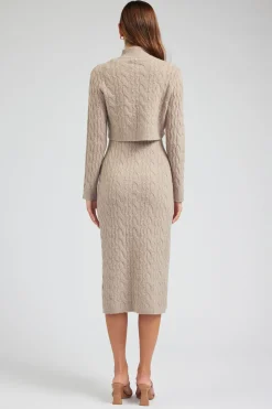 Current Air Knitwear | Midi Dresses-Two-piece Cable Knit Dress OATMEAL