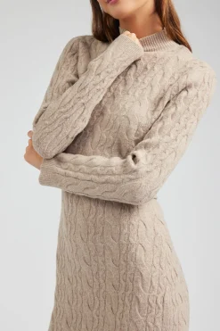 Current Air Knitwear | Midi Dresses-Two-piece Cable Knit Dress OATMEAL