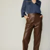 Current Air Pants-Vegan Leather Trousers BROWN