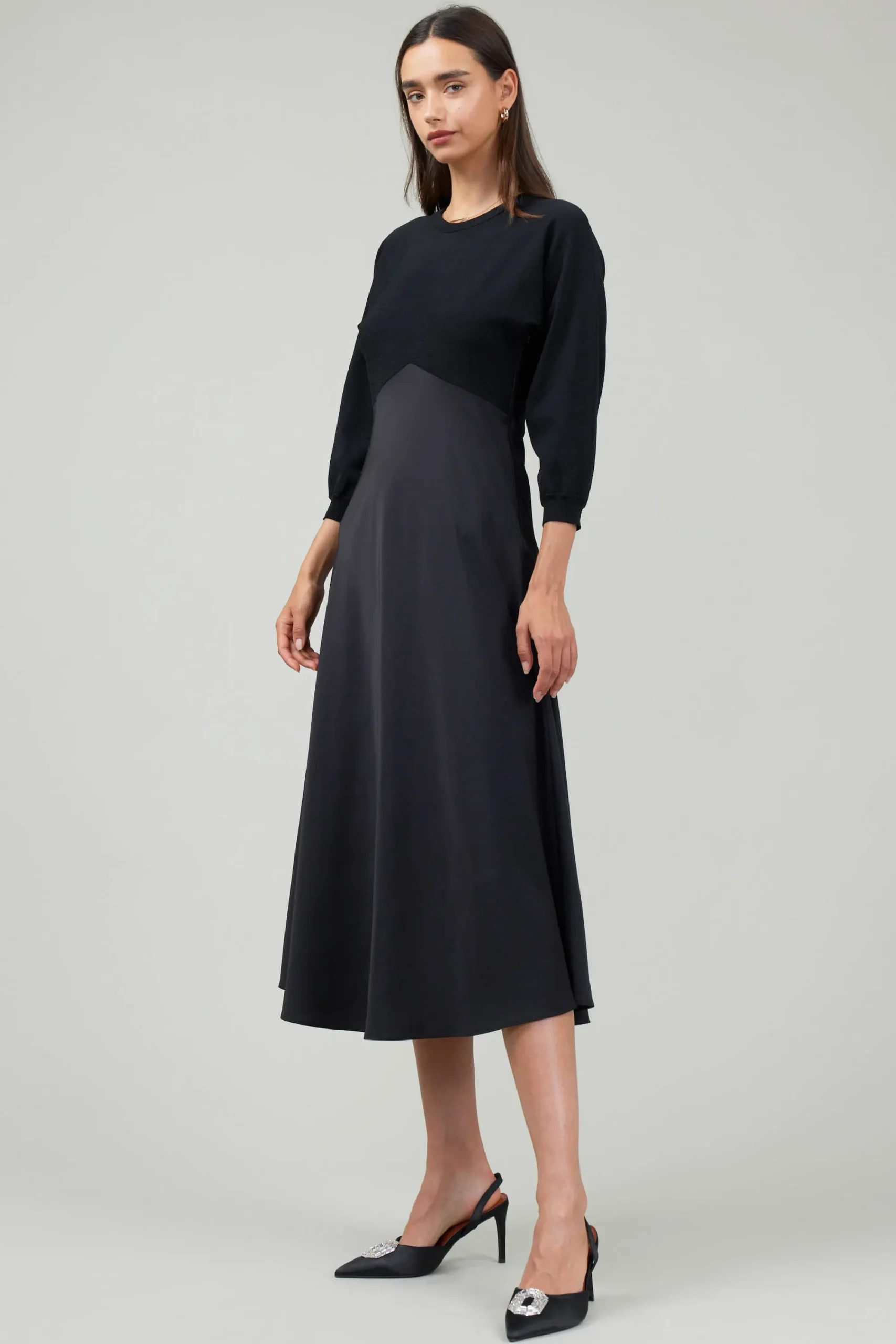 Current Air Knitwear | Midi Dresses-Vienna Knit Midi Dress BLACK