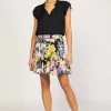 Current Air Skirts-Vintage Floral Godet Skirt BLACK