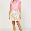 Current Air Skirts-Vintage Floral Godet Skirt WHITE