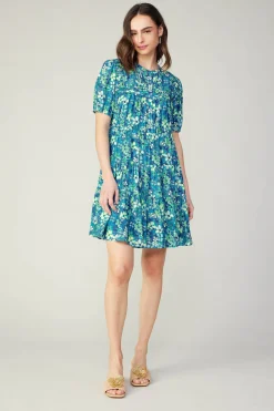 Current Air Mini Dresses-Watercolor Floral Mini Dress BLUEMLT