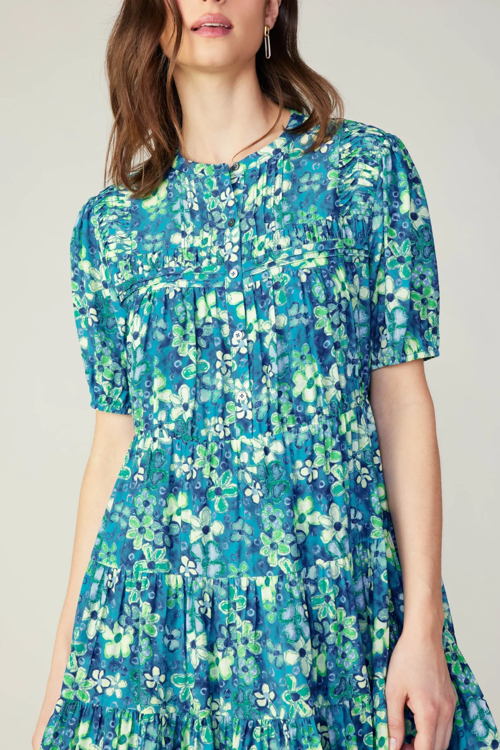Current Air Mini Dresses-Watercolor Floral Mini Dress BLUEMLT