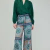Current Air Pants-Wide Leg Bordered Pants GREENMLT