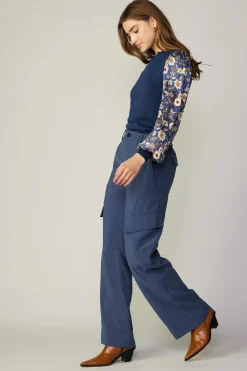 Current Air Pants-Wide Leg Cargo Pant SLATENAVY
