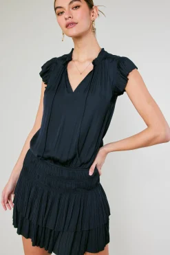 Current Air Mini Dresses-Zoey Pleated Mini Dress DARKNAVY