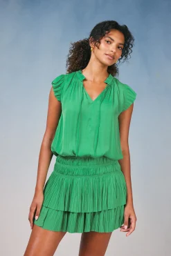 Current Air Mini Dresses-Zoey Pleated Mini Dress SPRINGGREEN