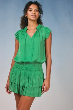 Current Air Mini Dresses-Zoey Pleated Mini Dress SPRINGGREEN