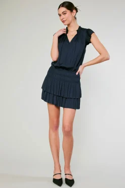 Current Air Mini Dresses-Zoey Pleated Mini Dress DARKNAVY