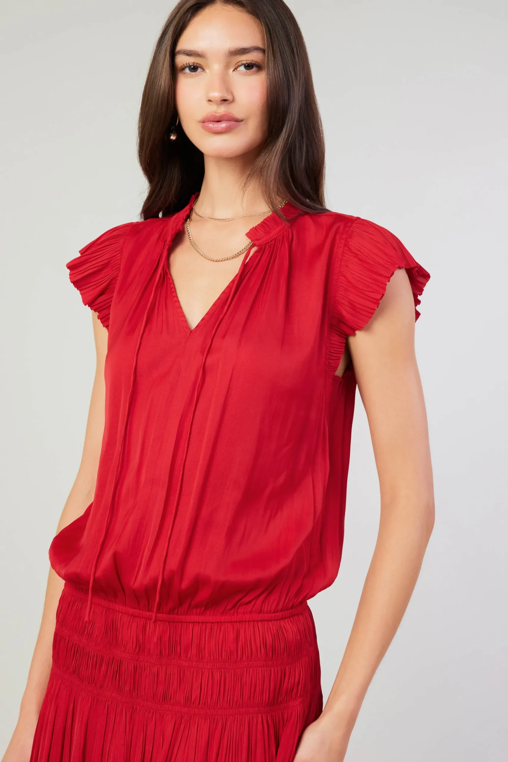 Current Air Mini Dresses-Zoey Pleated Mini Dress RED