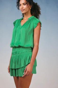 Current Air Mini Dresses-Zoey Pleated Mini Dress SPRINGGREEN