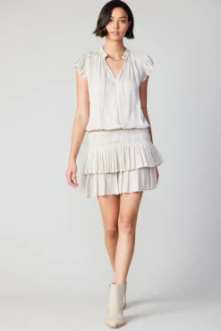 Current Air Mini Dresses-Zoey Pleated Skirt Mini Dress ECRU