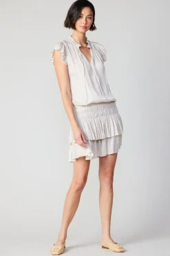 Current Air Mini Dresses-Zoey Pleated Skirt Mini Dress ECRU